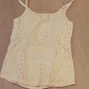 Free People Cream Eyelet Spaghetti Strap Camisole